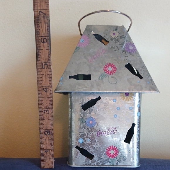 Coca-Cola Silver and Red Metal Birdhouse - Picture 3 of 7